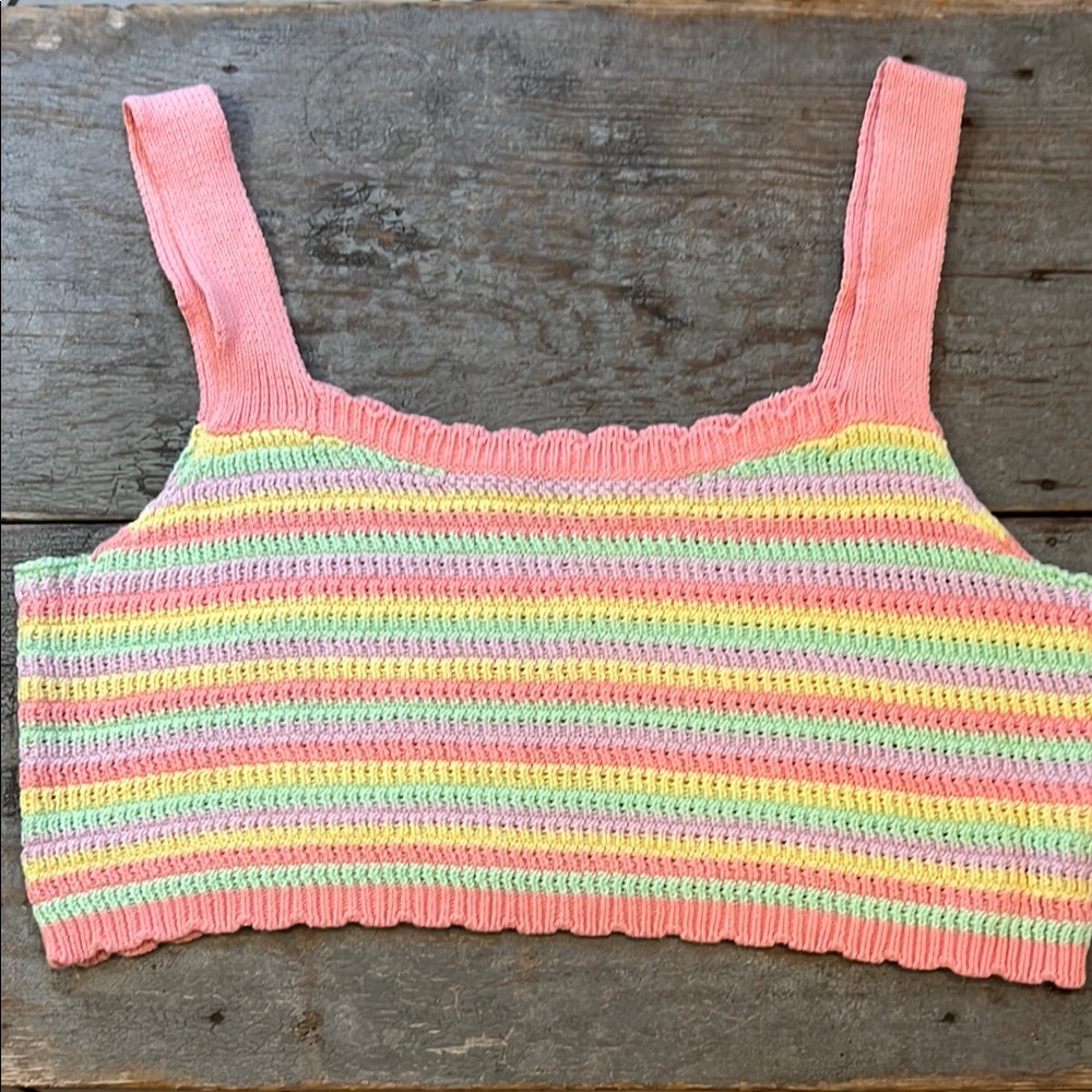 Striped Knit Crop Top Wild Fable Women's Multi Crop-top XXL Pastel